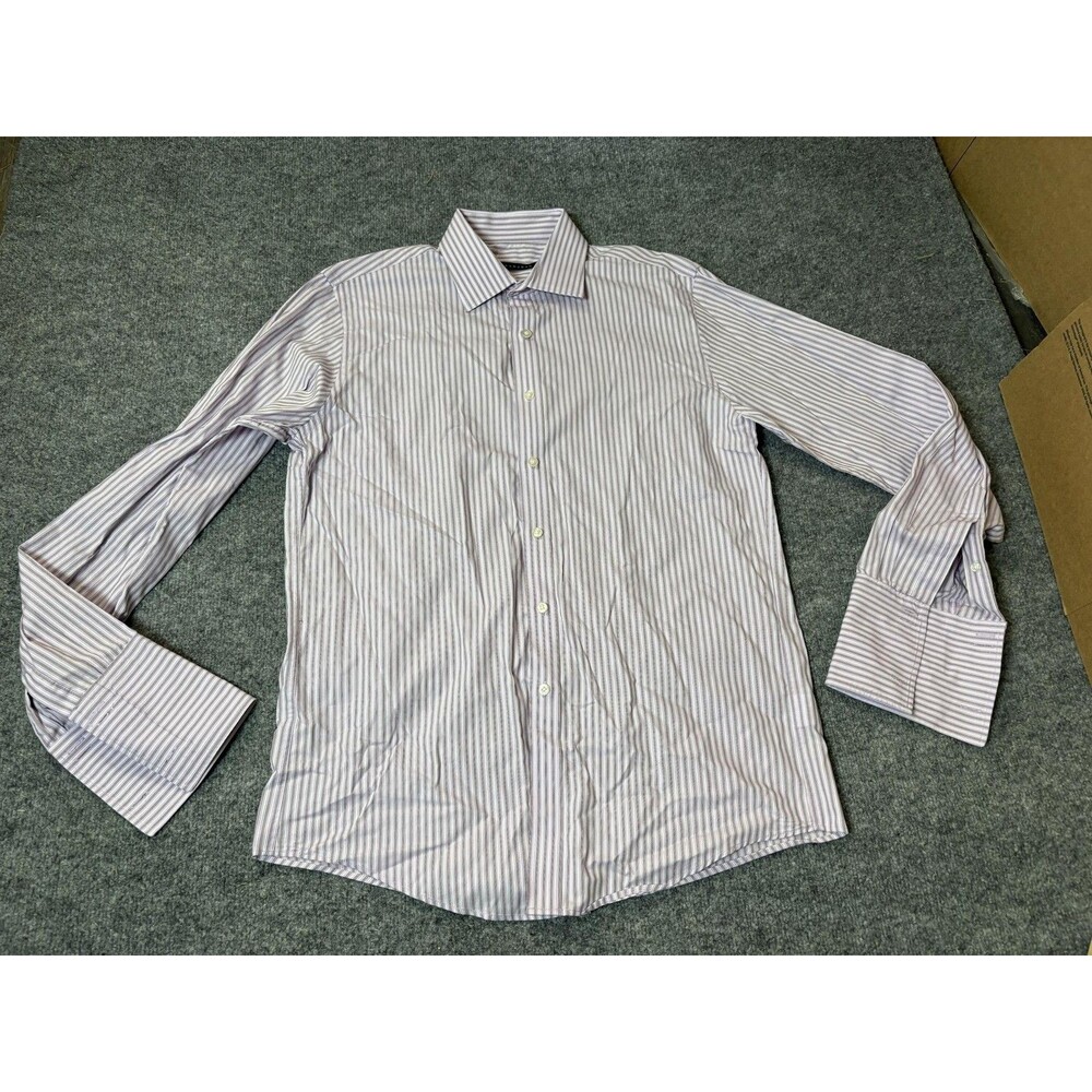 Sean John Dress Shirt Mens 16 34/35 Purple Stripe Woven Regular Fit LS Business